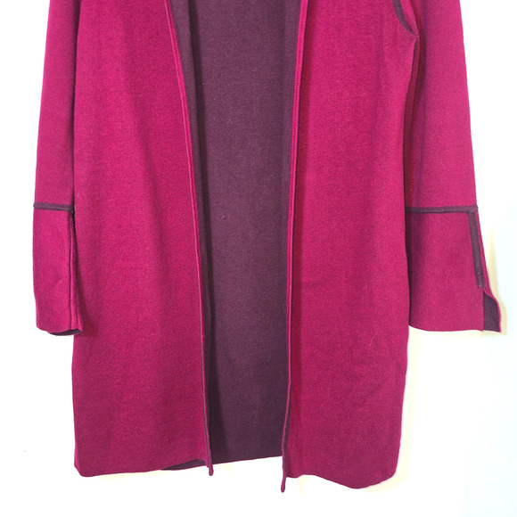 Chico’s Burgundy Purple Reversible Open Cardigan Jacket Cotton Size 2 Large - Picture 3 of 8